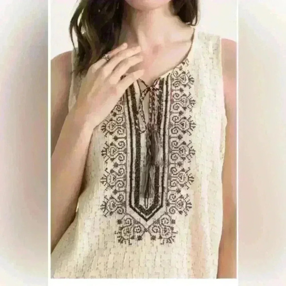 MYSTREE Embroidered  Dress Boho Hippie Size S Sleeveless Bohemian Round Neck - Picture 3 of 6
